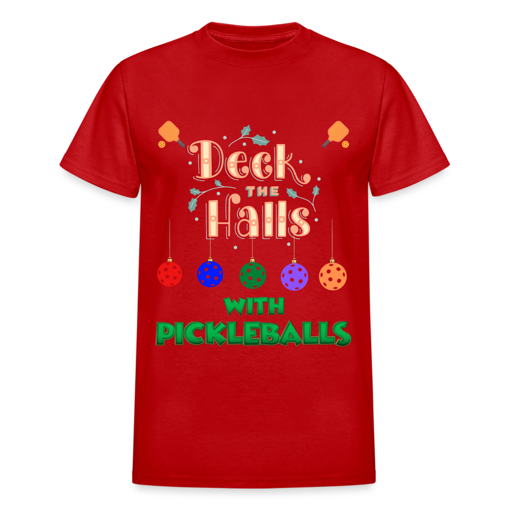 Deck The Halls With Pickleballs, Pickleball, Pickleball Player, Pickleball Christmas, Pickleball Paddle, funny pickleball Shirt - red