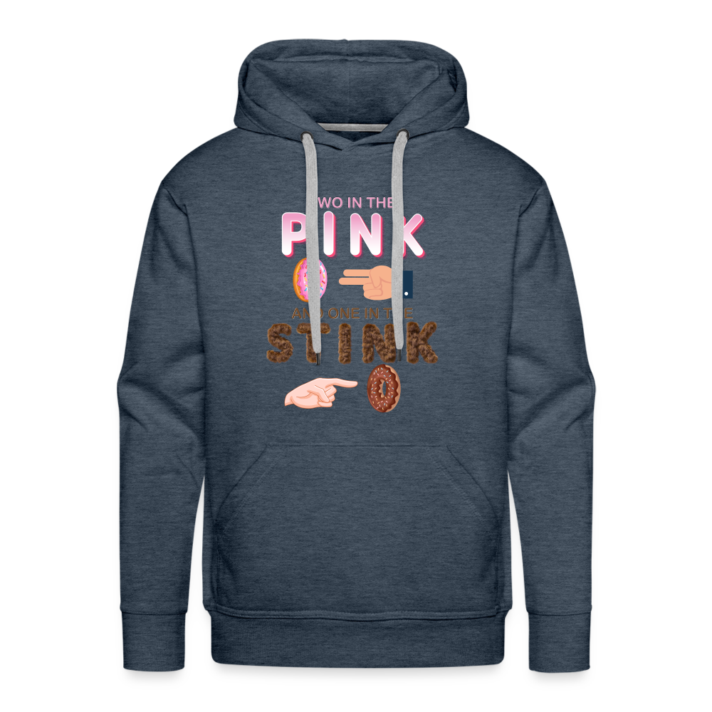 Adult Humor Shirt, The Shocker Symbol Hoodie, Inappropriate adult sexual humor, 2 in the pink, 1 in the stink, butt play anal joke, Two, One - heather denim
