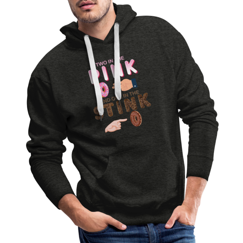 Adult Humor Shirt, The Shocker Symbol Hoodie, Inappropriate adult sexual humor, 2 in the pink, 1 in the stink, butt play anal joke, Two, One - charcoal grey