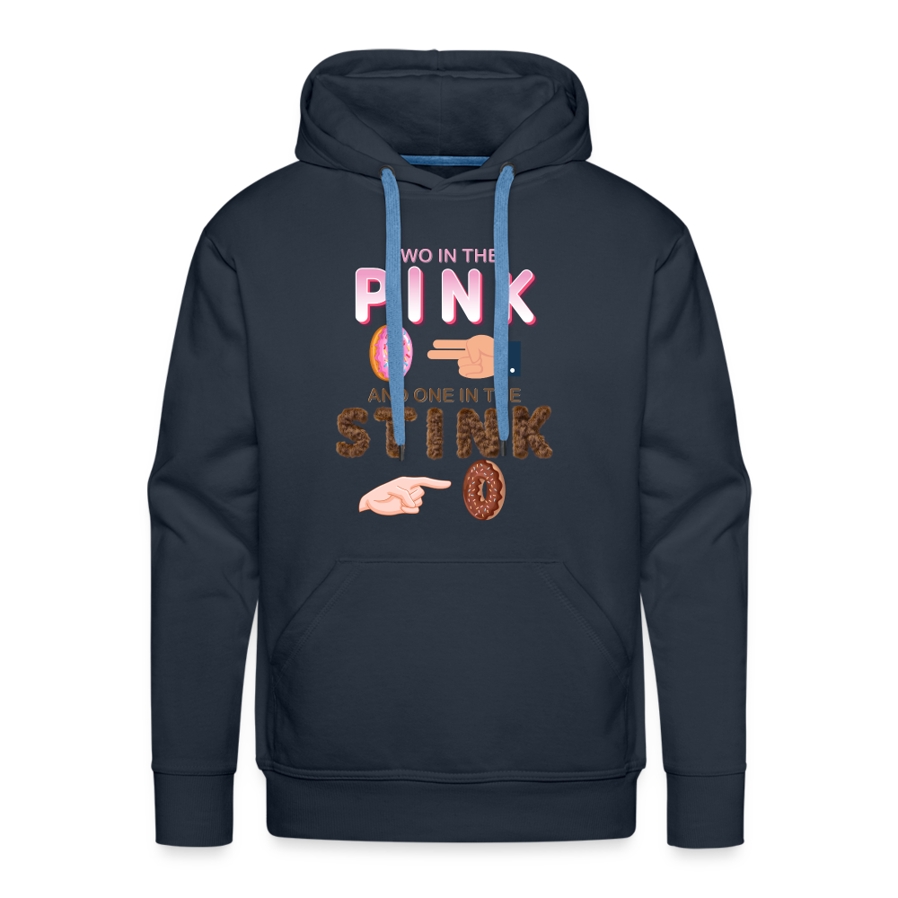 Adult Humor Shirt, The Shocker Symbol Hoodie, Inappropriate adult sexual humor, 2 in the pink, 1 in the stink, butt play anal joke, Two, One - navy