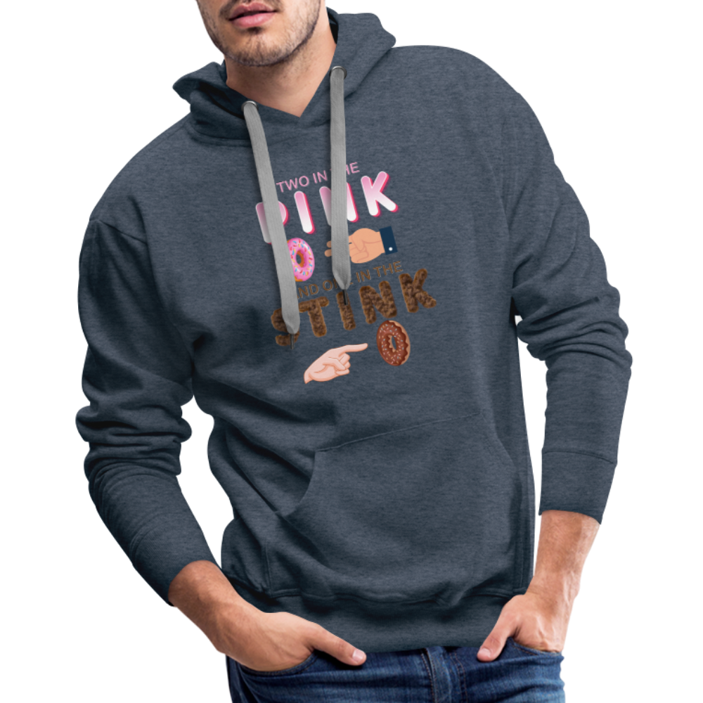 Adult Humor Shirt, The Shocker Symbol Hoodie, Inappropriate adult sexual humor, 2 in the pink, 1 in the stink, butt play anal joke, Two, One - heather denim