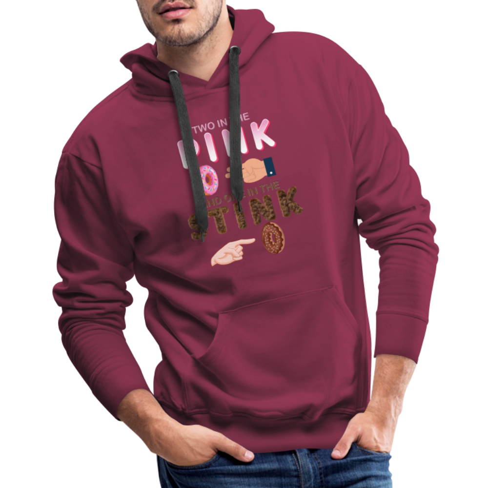 Adult Humor Shirt, The Shocker Symbol Hoodie, Inappropriate adult sexual humor, 2 in the pink, 1 in the stink, butt play anal joke, Two, One - burgundy