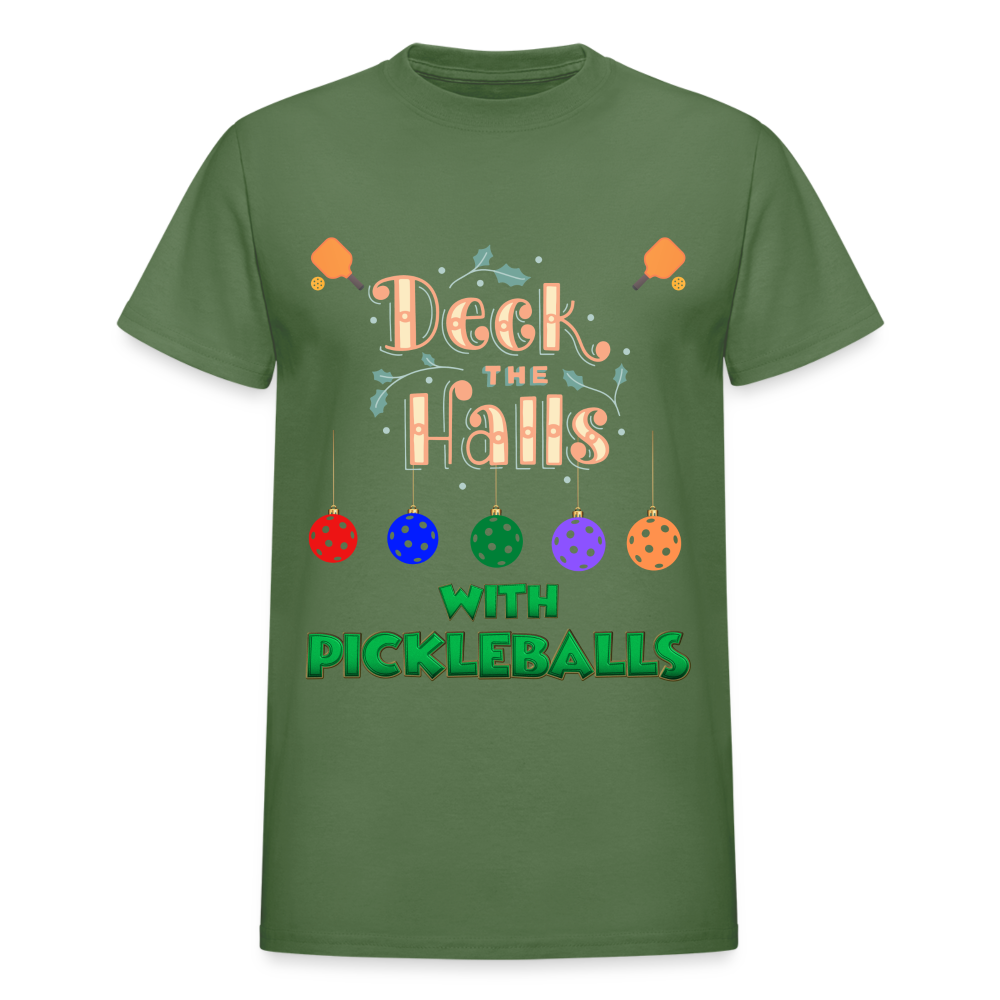 Deck The Halls With Pickleballs, Pickleball, Pickleball Player, Pickleball Christmas, Pickleball Paddle, funny pickleball Shirt - military green