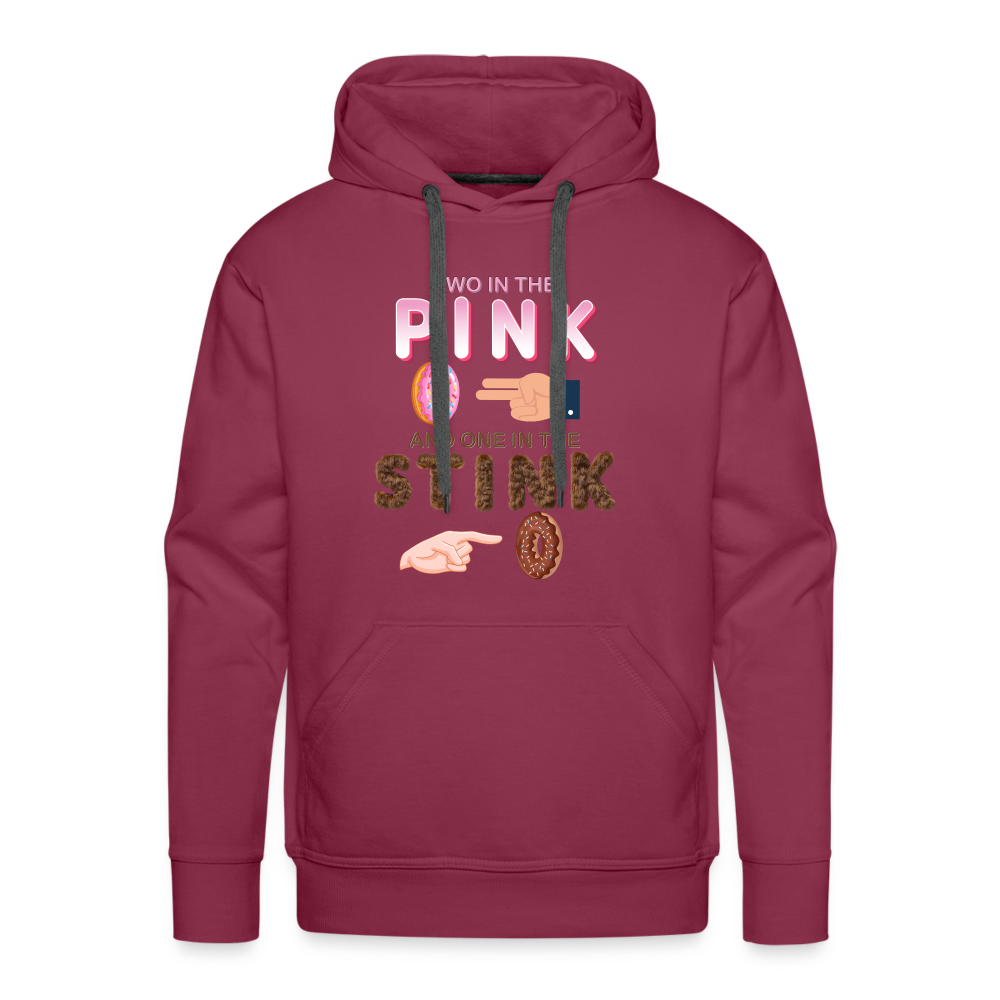 Adult Humor Shirt, The Shocker Symbol Hoodie, Inappropriate adult sexual humor, 2 in the pink, 1 in the stink, butt play anal joke, Two, One - burgundy