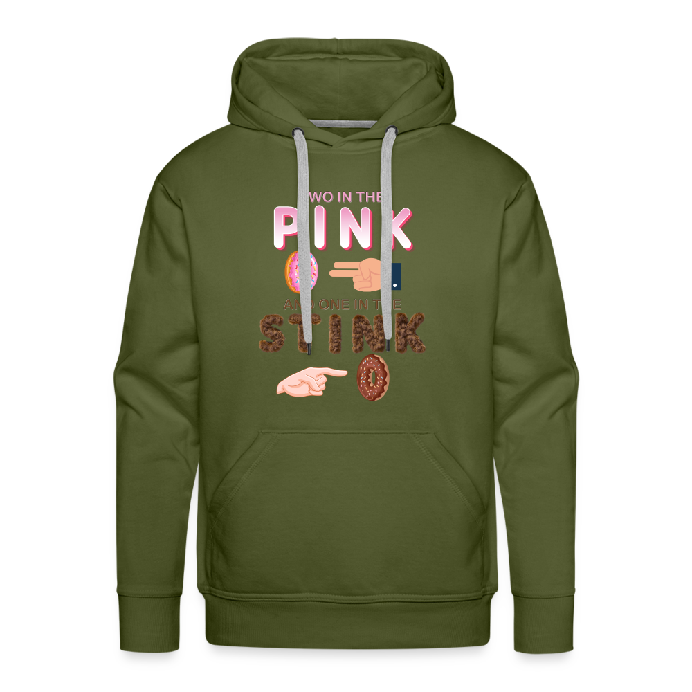 Adult Humor Shirt, The Shocker Symbol Hoodie, Inappropriate adult sexual humor, 2 in the pink, 1 in the stink, butt play anal joke, Two, One - olive green