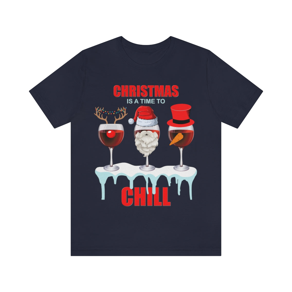 Christmas Is A Time To Chill, Chilling, Santa, Frosty The Snowman, Rudolf The Red Nose Reindeer, Wine, Wine Lover, Snow, Ice, Winter, Wine Glass