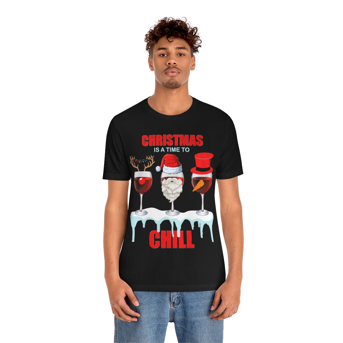 Christmas Is A Time To Chill, Chilling, Santa, Frosty The Snowman, Rudolf The Red Nose Reindeer, Wine, Wine Lover, Snow, Ice, Winter, Wine Glass