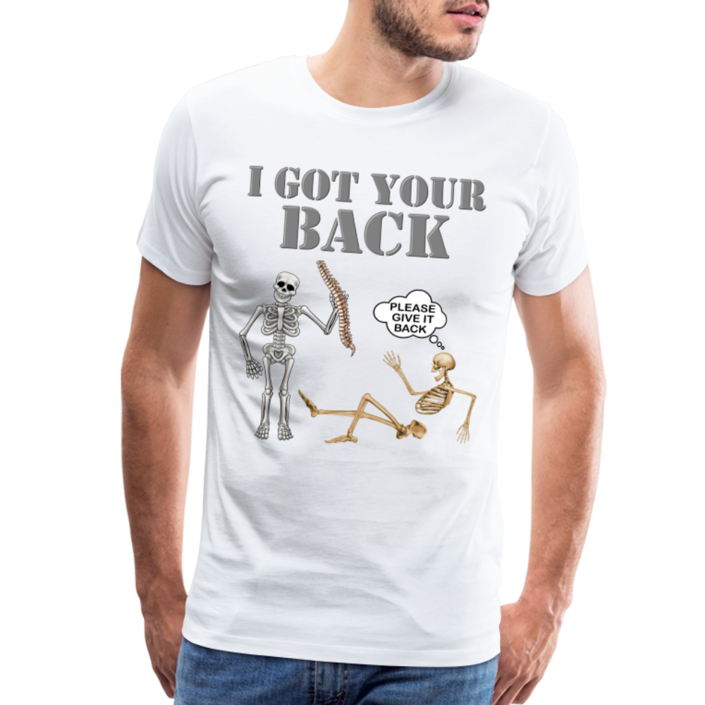 I Got Your Back Shirt, Funny Skeleton Rib Cage Tshirt, Halloween Skeleton Shirts, Mens Anti Valentines Day, Funny Pick Up Lines Men's Premium T-Shirt - white