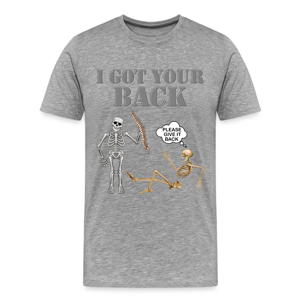I Got Your Back Shirt, Funny Skeleton Rib Cage Tshirt, Halloween Skeleton Shirts, Mens Anti Valentines Day, Funny Pick Up Lines Men's Premium T-Shirt - heather gray