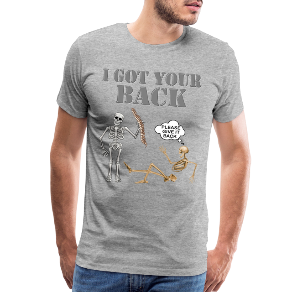 I Got Your Back Shirt, Funny Skeleton Rib Cage Tshirt, Halloween Skeleton Shirts, Mens Anti Valentines Day, Funny Pick Up Lines Men's Premium T-Shirt - heather gray