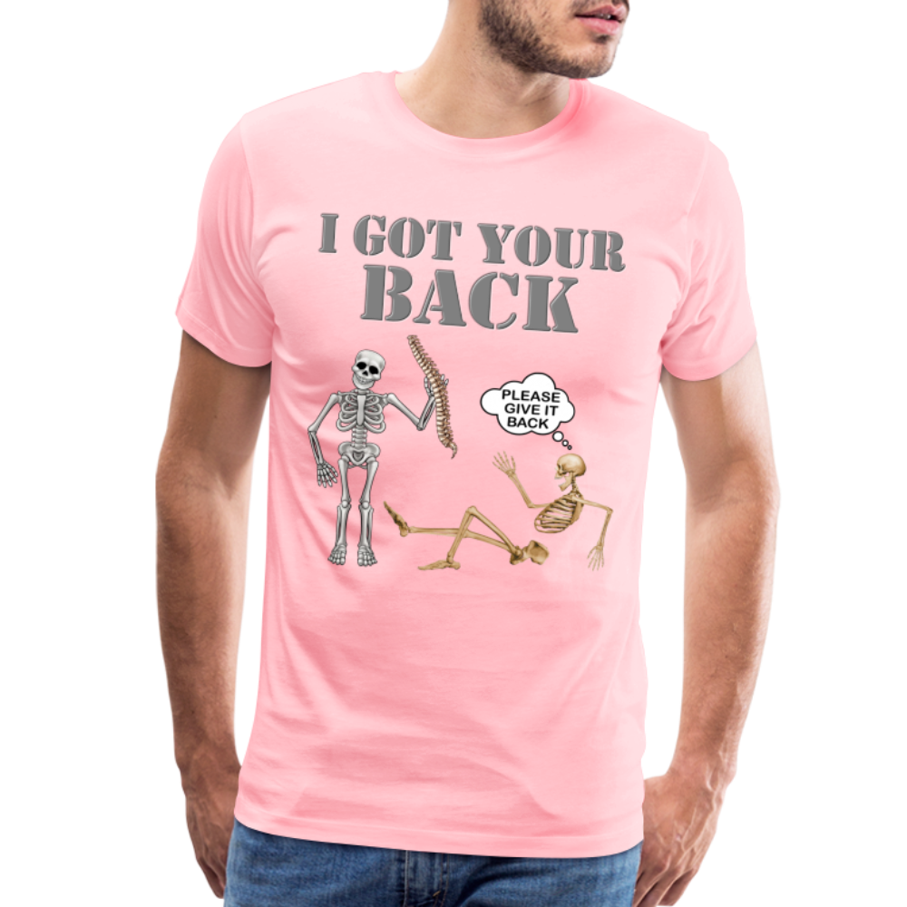I Got Your Back Shirt, Funny Skeleton Rib Cage Tshirt, Halloween Skeleton Shirts, Mens Anti Valentines Day, Funny Pick Up Lines Men's Premium T-Shirt - pink