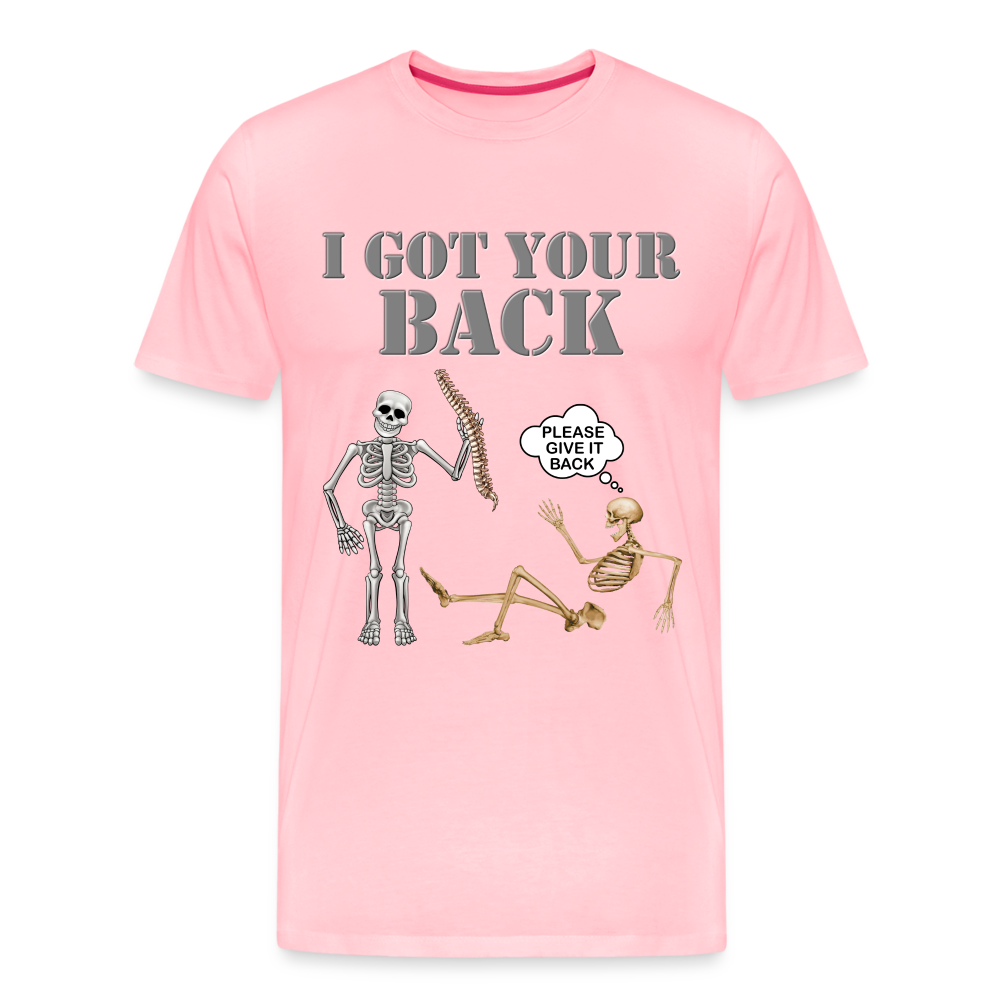 I Got Your Back Shirt, Funny Skeleton Rib Cage Tshirt, Halloween Skeleton Shirts, Mens Anti Valentines Day, Funny Pick Up Lines Men's Premium T-Shirt - pink