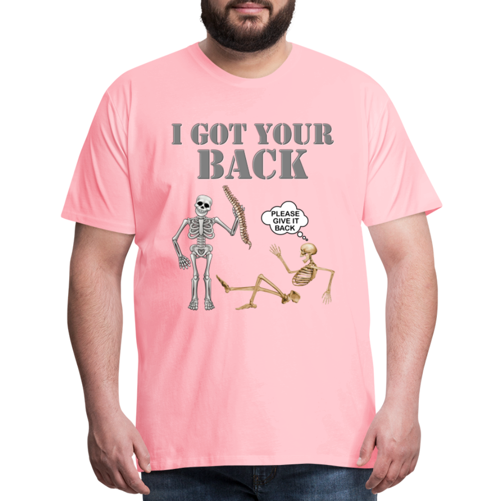 I Got Your Back Shirt, Funny Skeleton Rib Cage Tshirt, Halloween Skeleton Shirts, Mens Anti Valentines Day, Funny Pick Up Lines Men's Premium T-Shirt - pink
