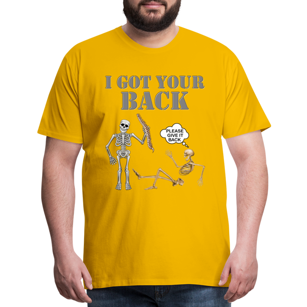 I Got Your Back Shirt, Funny Skeleton Rib Cage Tshirt, Halloween Skeleton Shirts, Mens Anti Valentines Day, Funny Pick Up Lines Men's Premium T-Shirt - sun yellow