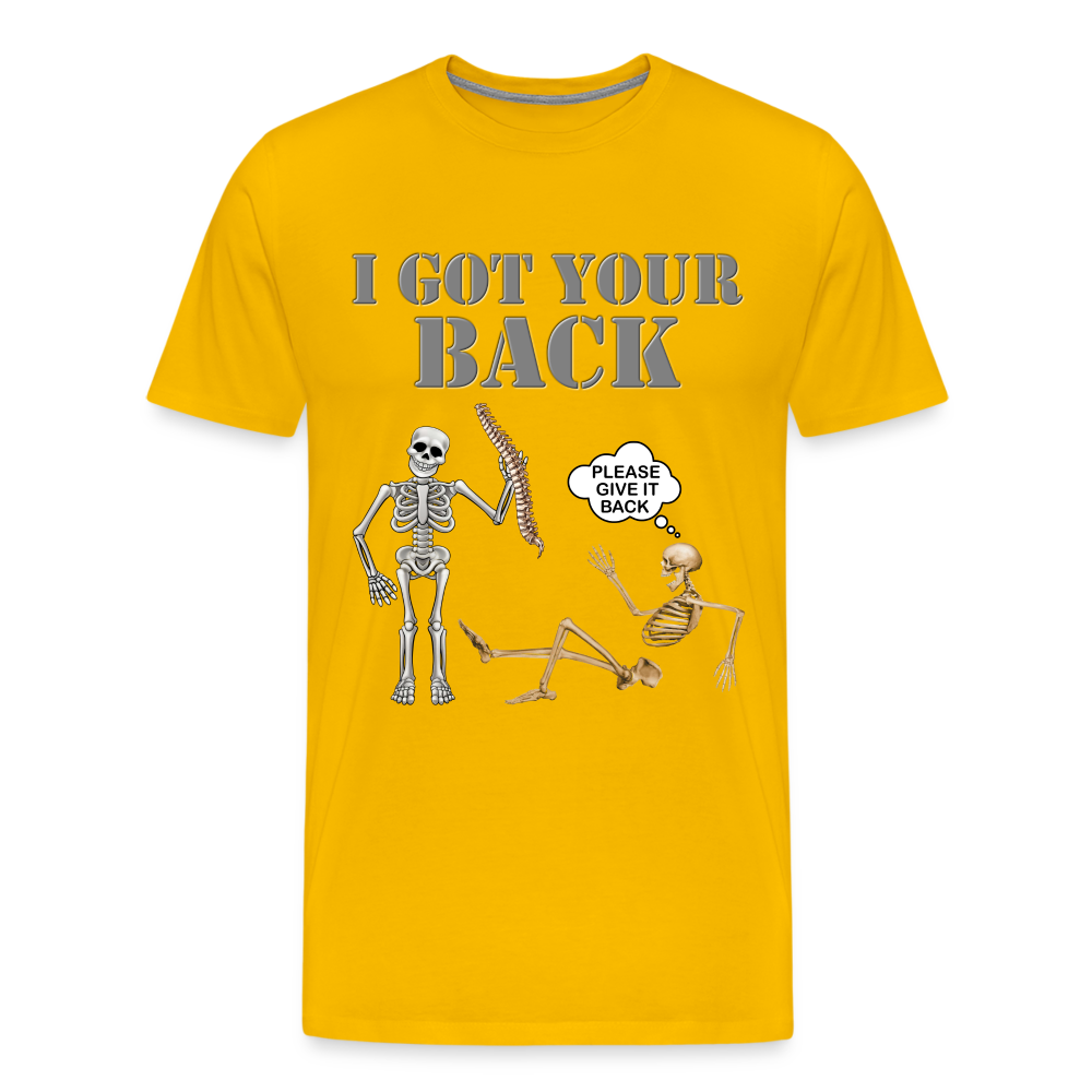 I Got Your Back Shirt, Funny Skeleton Rib Cage Tshirt, Halloween Skeleton Shirts, Mens Anti Valentines Day, Funny Pick Up Lines Men's Premium T-Shirt - sun yellow