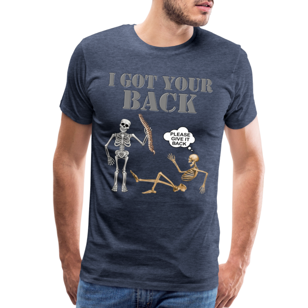 I Got Your Back Shirt, Funny Skeleton Rib Cage Tshirt, Halloween Skeleton Shirts, Mens Anti Valentines Day, Funny Pick Up Lines Men's Premium T-Shirt - heather blue