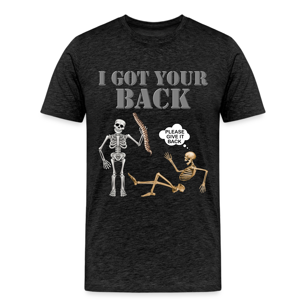 I Got Your Back Shirt, Funny Skeleton Rib Cage Tshirt, Halloween Skeleton Shirts, Mens Anti Valentines Day, Funny Pick Up Lines Men's Premium T-Shirt - charcoal grey