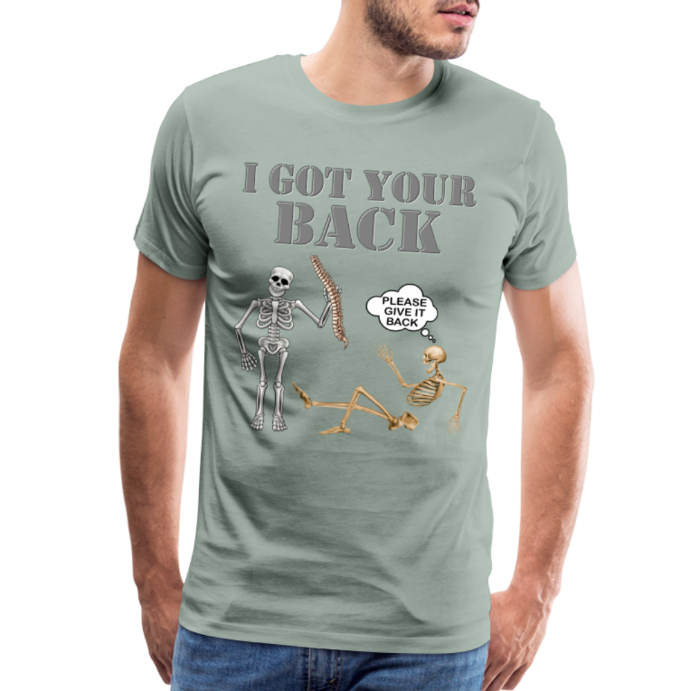 I Got Your Back Shirt, Funny Skeleton Rib Cage Tshirt, Halloween Skeleton Shirts, Mens Anti Valentines Day, Funny Pick Up Lines Men's Premium T-Shirt - steel green