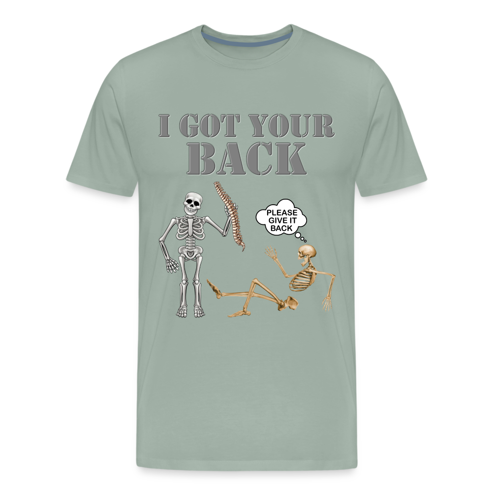 I Got Your Back Shirt, Funny Skeleton Rib Cage Tshirt, Halloween Skeleton Shirts, Mens Anti Valentines Day, Funny Pick Up Lines Men's Premium T-Shirt - steel green