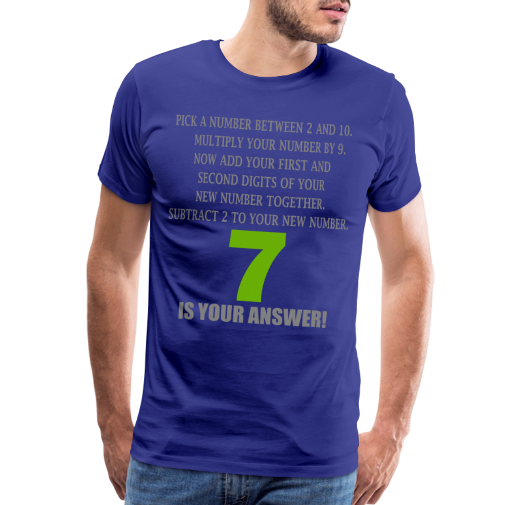 Problem Solving Math Teacher Shirt, Mathematics Shirt, Funny Joke Shirt, Answer Quote Lucky 7 Shirt, Mind Reading Sarcastic Cool Men's Premium T-Shirt - royal blue