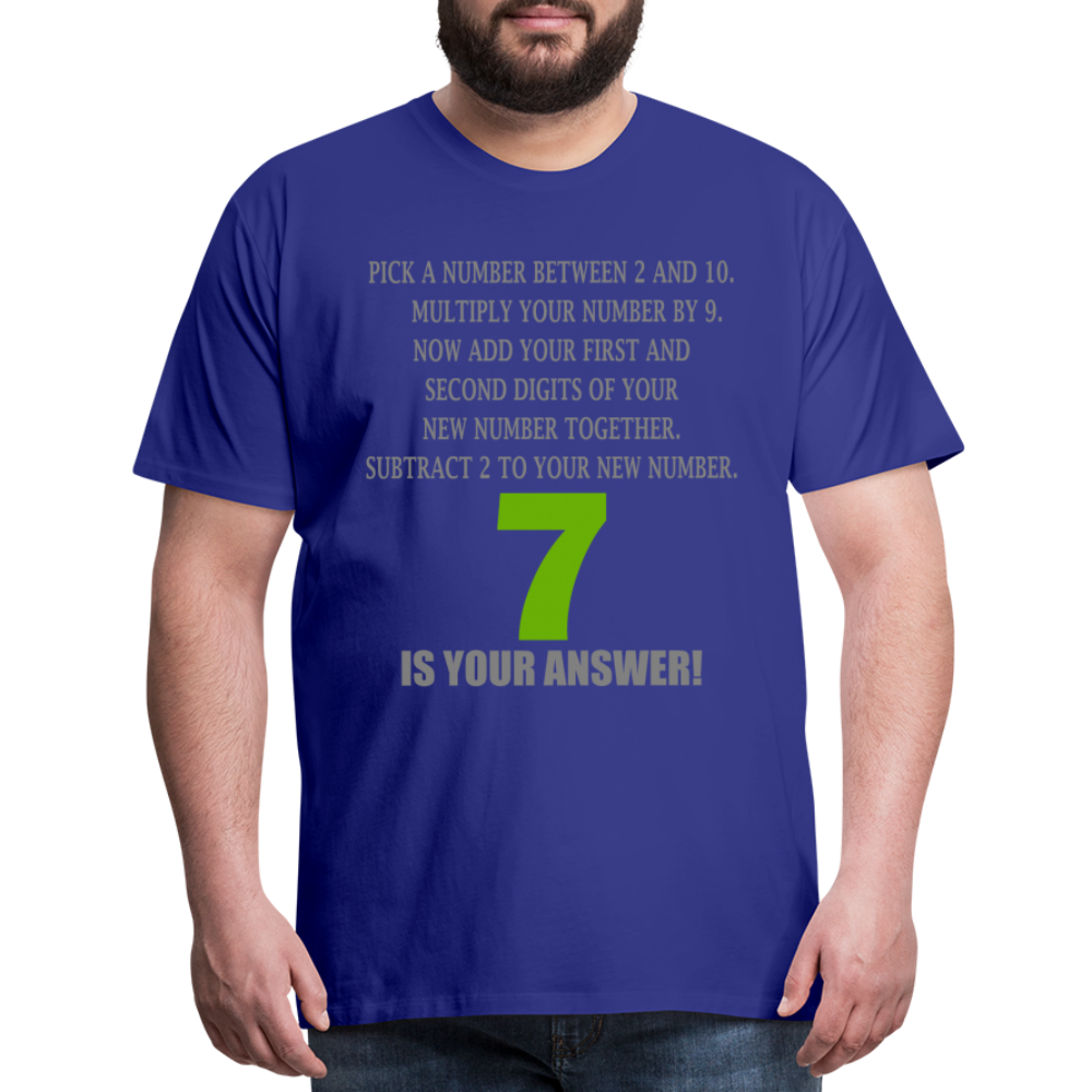 Problem Solving Math Teacher Shirt, Mathematics Shirt, Funny Joke Shirt, Answer Quote Lucky 7 Shirt, Mind Reading Sarcastic Cool Men's Premium T-Shirt - royal blue