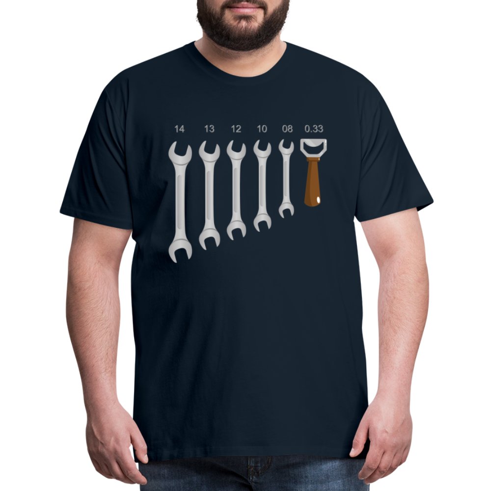 Wrench Bottle Opener Shirt, Funny Mechanic Shirt, Tools Car Fix Shirt, Engineer Gift Shirt, For Him Her T-shirt - deep navy
