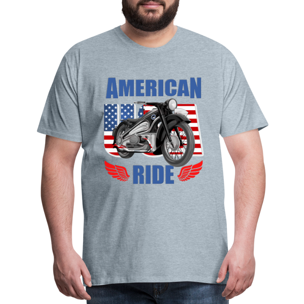 American Ride Shirt, Motorcycle Shirt, Biker Shirt, Motorcycle Gift, Motorcycle Tshirt, Motorcycle Shirts, Motorcycle T Shirt, Biker Shirts - heather ice blue