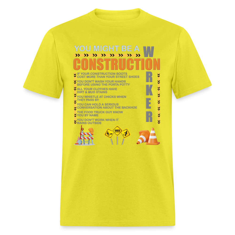 Construction Gift, Construction Crew, Construction Worker, You Might Be A, Construction Party, Construction Manager, Engineering Shirt, Dump Truck Shirt, Construction Theme, Funny Dad Shirt, Fathers Day Shirt - yellow