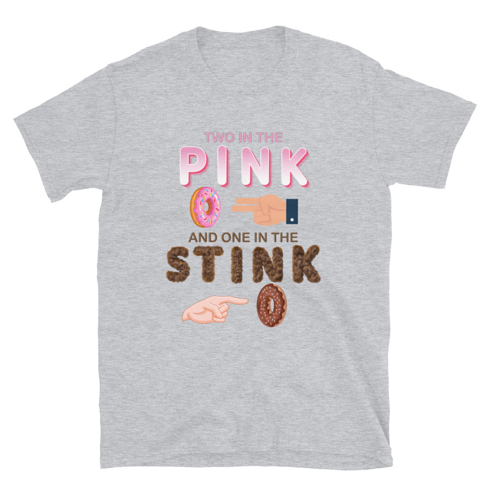 Adult Humor Shirt, The shocker symbol t-shirt, Inappropriate adult sexual humor, 2 in the pink 1 in the stink butt play anal joke, Two, One