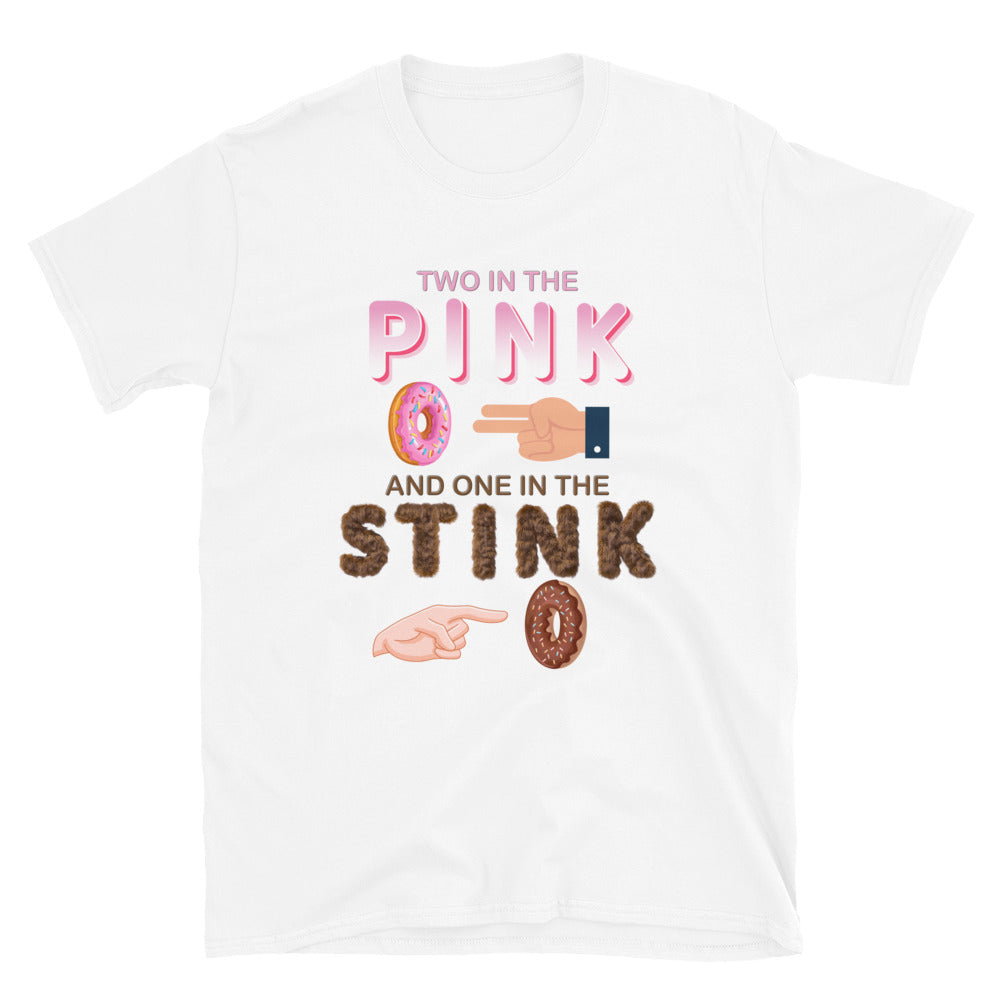 Adult Humor Shirt, The shocker symbol t-shirt, Inappropriate adult sexual humor, 2 in the pink 1 in the stink butt play anal joke, Two, One