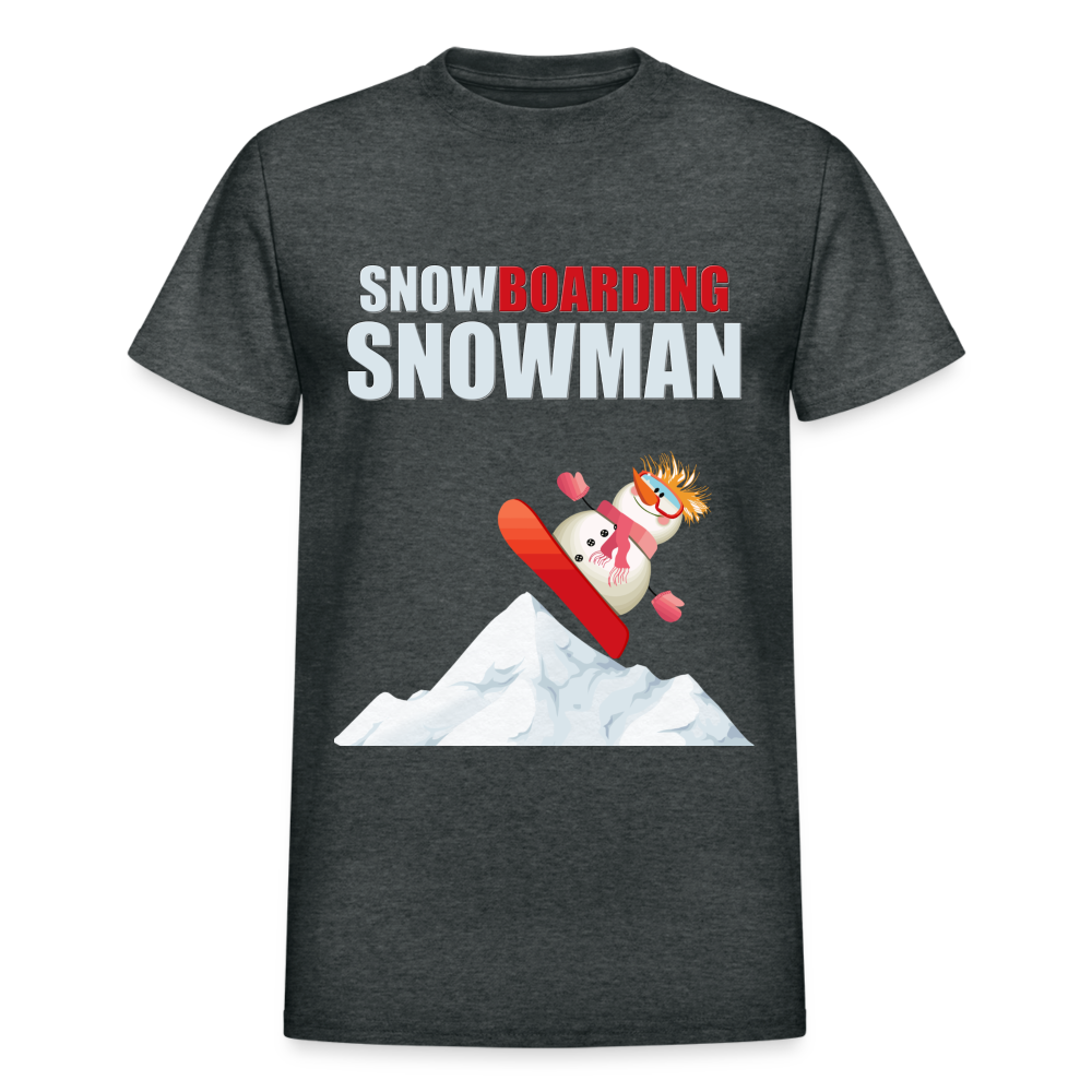 Snowboarding Snowman Shirt, Christmas Shirt, Holiday Shirt, Merry Christmas, Snowman Shirt, Snowboarding Shirt, Gift For Kids - deep heather