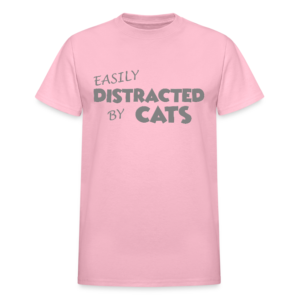 Easily Distracted By Cats Shirt, Cat Lover Shirt, Cat Lover T-Shirt, Funny Cat Shirt, Cat Saying Shirt, Cat Slogan Shirt, Cat Tee - light pink