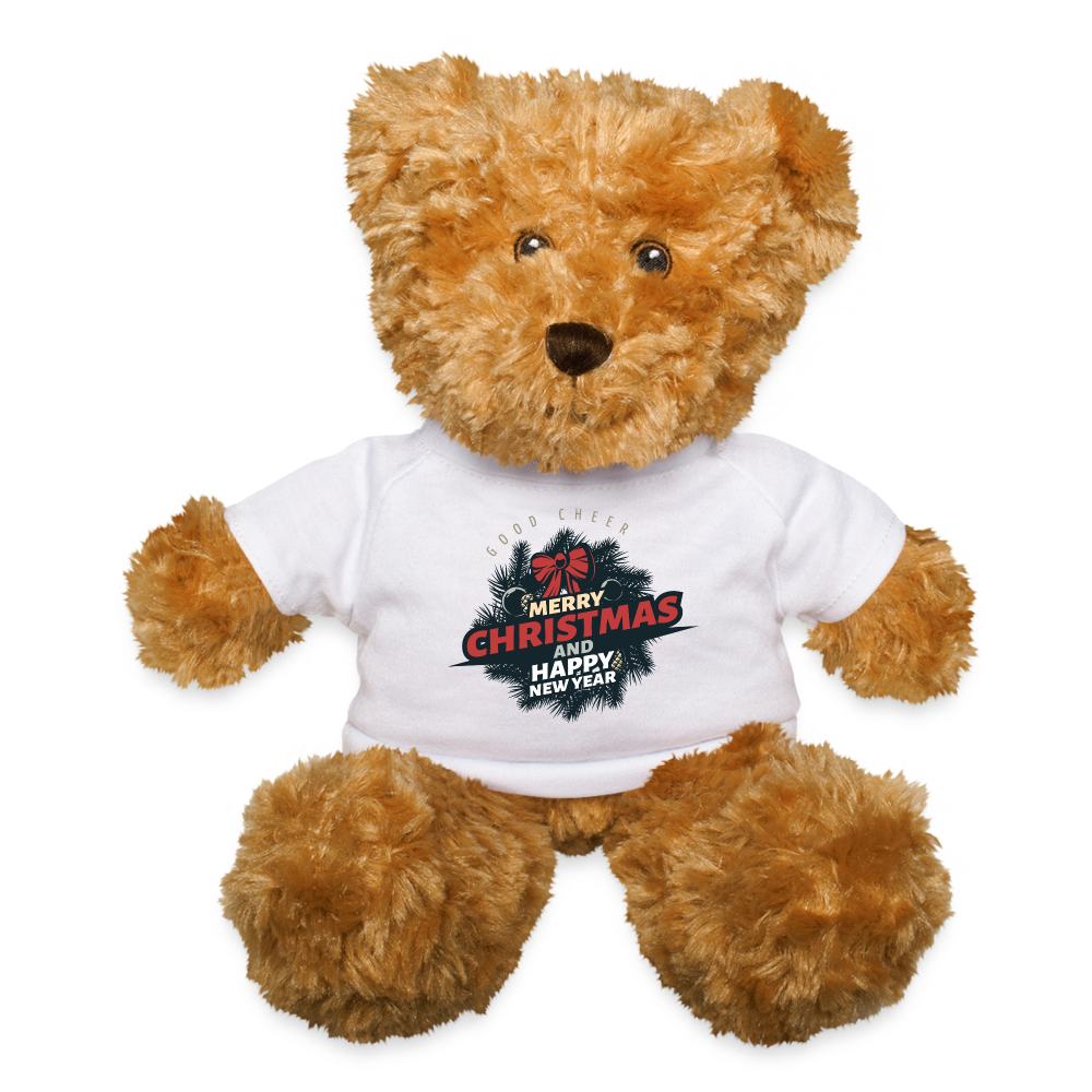 Christmas Teddy Bear, Merry Christmas Bear, Happy New Year, Xmas Teddy Bear, Xmas Bear, NYE Bear, Christmas Gift, Xmas Gift Idea - white