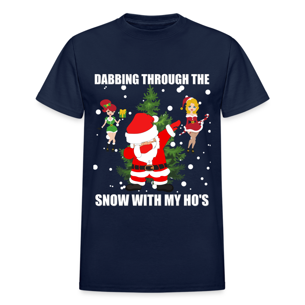 Dabbing Through, The Snow With My Ho's, Ugly Christmas Shirt, Christmas Shirt, Xmas Shirt, Funny Christmas Shirt, Men Christmas Shirt, Christmas T-shirt - navy
