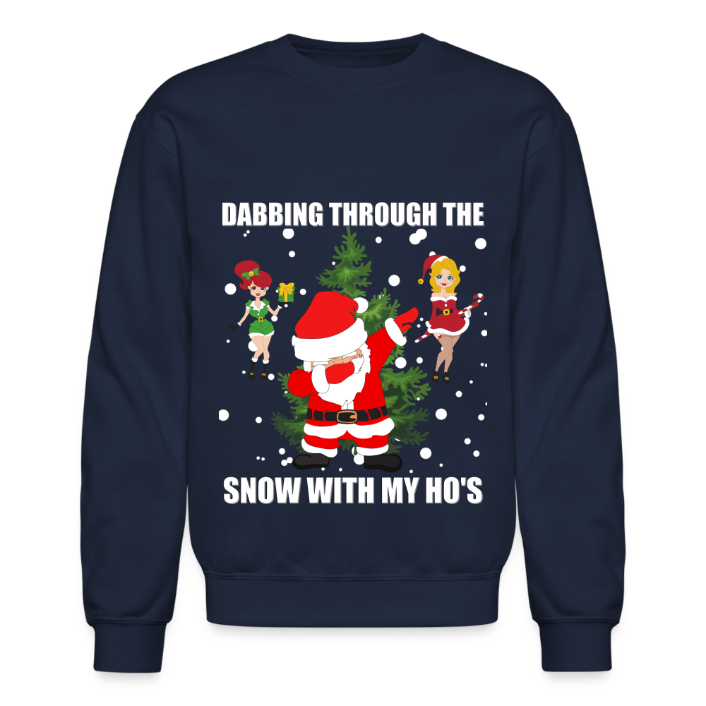 Dabbing Through, The Snow With My Ho's, Ugly Christmas Sweater, Christmas Sweater, Xmas Sweater, Funny Christmas Sweater, Men Christmas Sweater - navy
