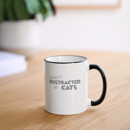 Easily Distracted By Cats Mug, Cat Lover Mug, Cat Owner Mug, Funny Cat Mug, Cat Saying Mug, Cat Slogan Mug, Cat Coffee Mug - white/black