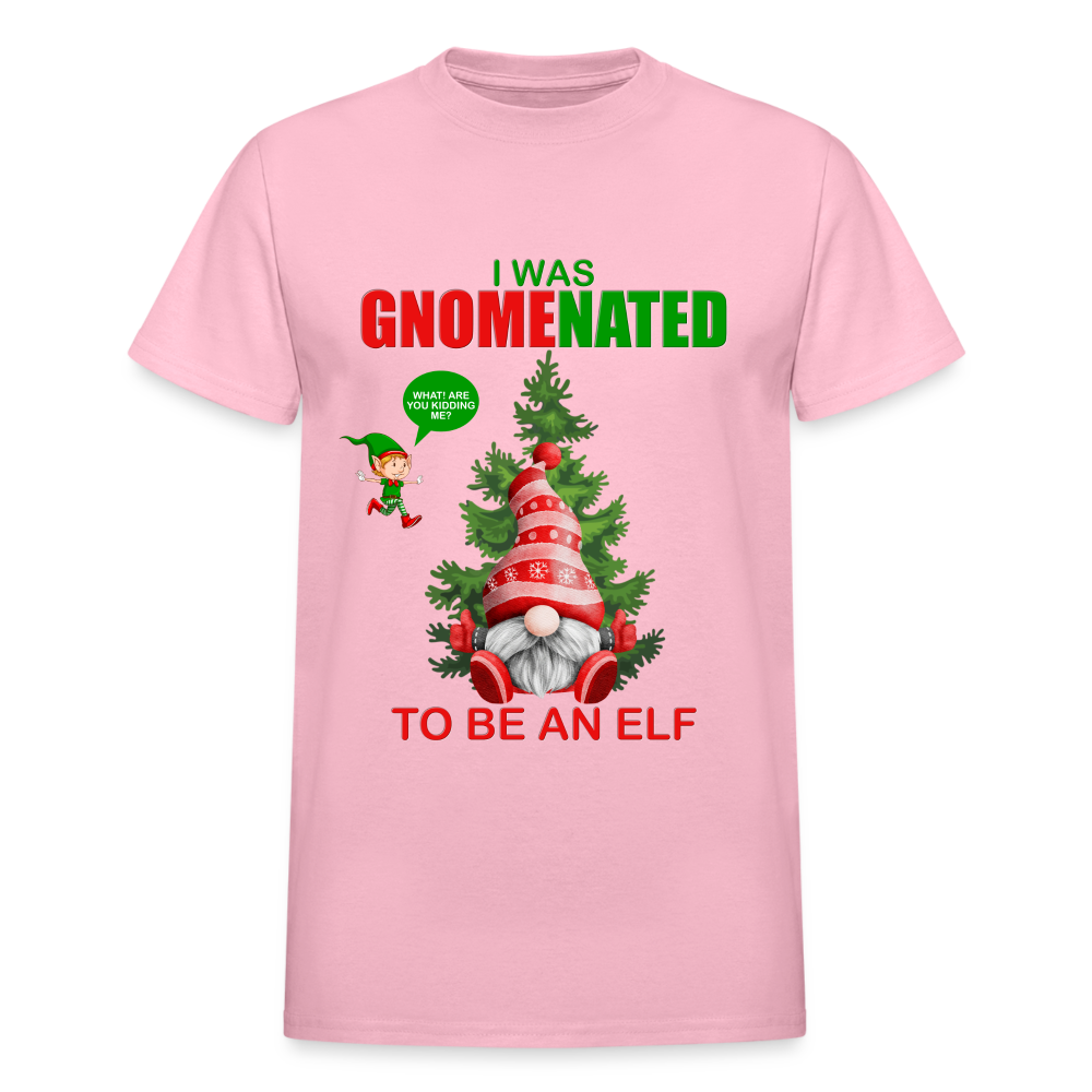 I Was Gnomenated To Be An Elf, Funny Christmas Gnome, Gnomes Christmas, Gnomes Christmas shirt, Men Christmas Shirt, Men Christmas shirt, Christmas Gift For Him, Christmas Pajamas - light pink