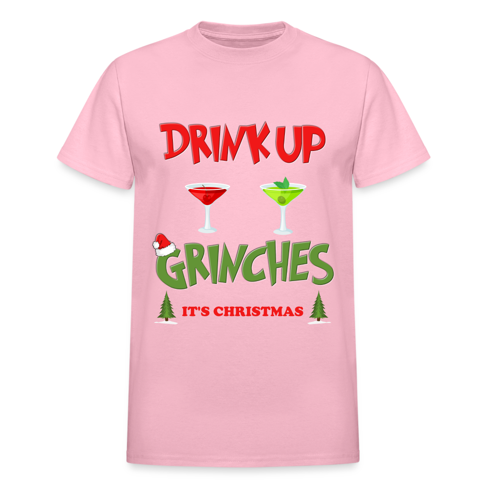 Drink Up Grinches Shirt, Christmas Gifts, Holiday Party, Funny Christmas Shirt, Family Christmas Shirts, Funny Holiday, What Up Grinches Tee - light pink