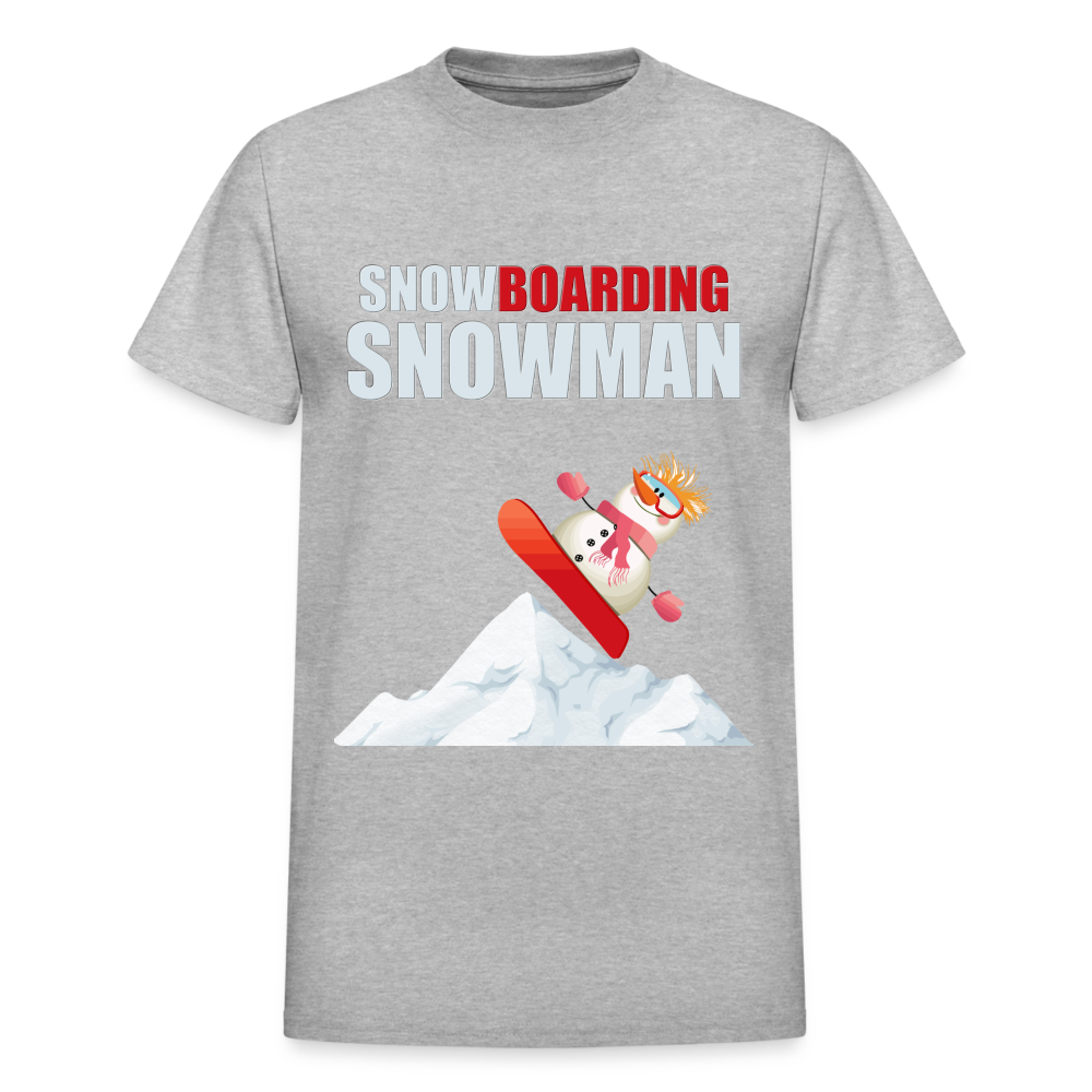 Snowboarding Snowman Shirt, Christmas Shirt, Holiday Shirt, Merry Christmas, Snowman Shirt, Snowboarding Shirt, Gift For Kids - heather gray