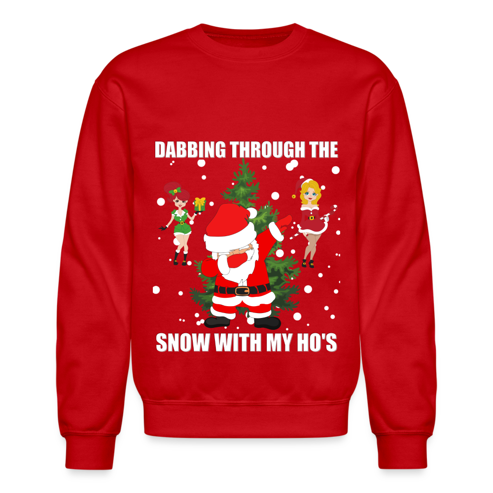 Dabbing Through, The Snow With My Ho's, Ugly Christmas Sweater, Christmas Sweater, Xmas Sweater, Funny Christmas Sweater, Men Christmas Sweater - red