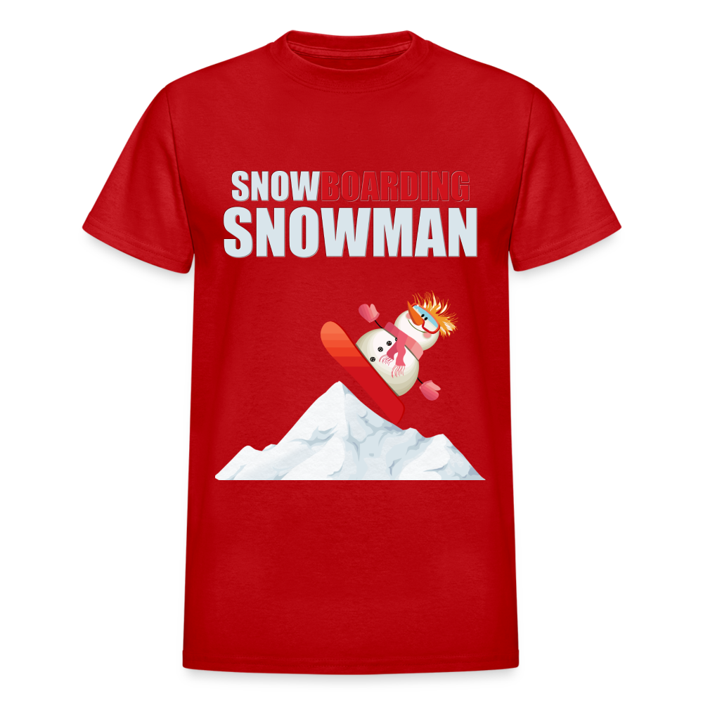 Snowboarding Snowman Shirt, Christmas Shirt, Holiday Shirt, Merry Christmas, Snowman Shirt, Snowboarding Shirt, Gift For Kids - red