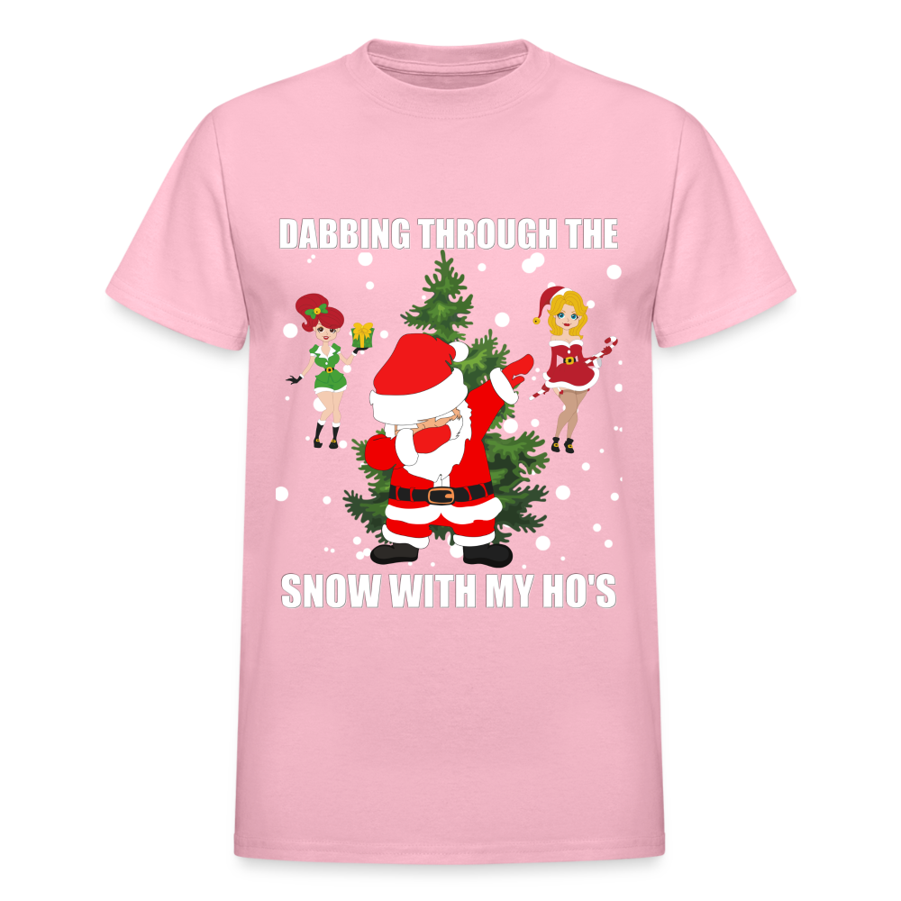 Dabbing Through, The Snow With My Ho's, Ugly Christmas Shirt, Christmas Shirt, Xmas Shirt, Funny Christmas Shirt, Men Christmas Shirt, Christmas T-shirt - light pink