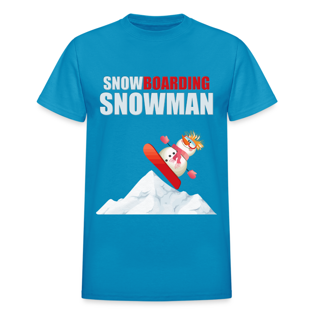 Snowboarding Snowman Shirt, Christmas Shirt, Holiday Shirt, Merry Christmas, Snowman Shirt, Snowboarding Shirt, Gift For Kids - turquoise