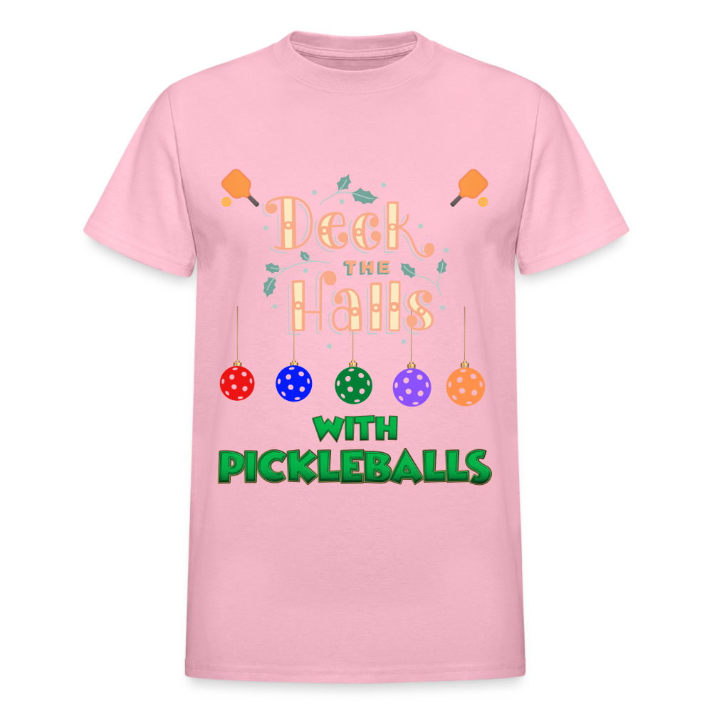 Deck The Halls With Pickleballs, Pickleball, Pickleball Player, Pickleball Christmas, Pickleball Paddle, funny pickleball Shirt - light pink