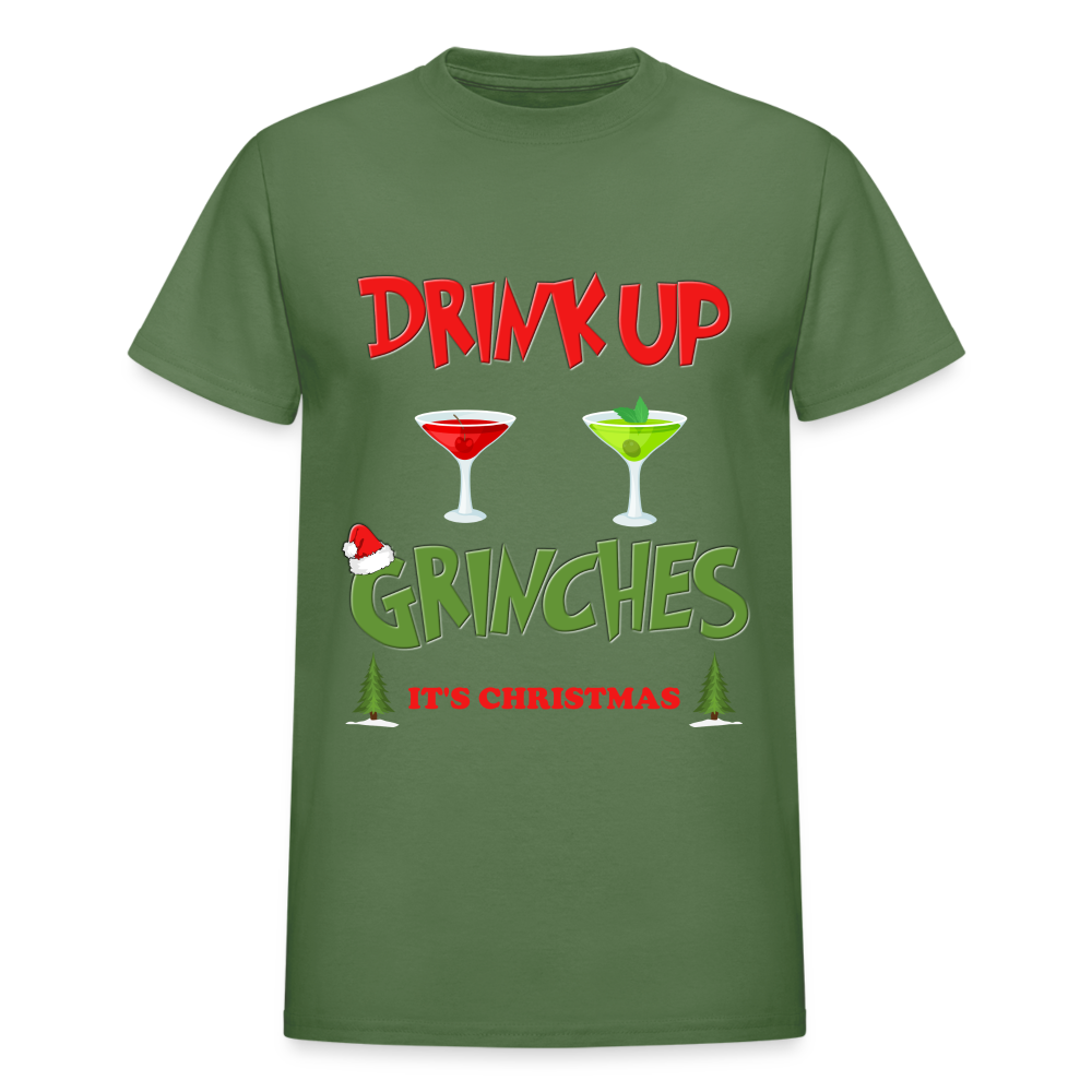 Drink Up Grinches Shirt, Christmas Gifts, Holiday Party, Funny Christmas Shirt, Family Christmas Shirts, Funny Holiday, What Up Grinches Tee - military green