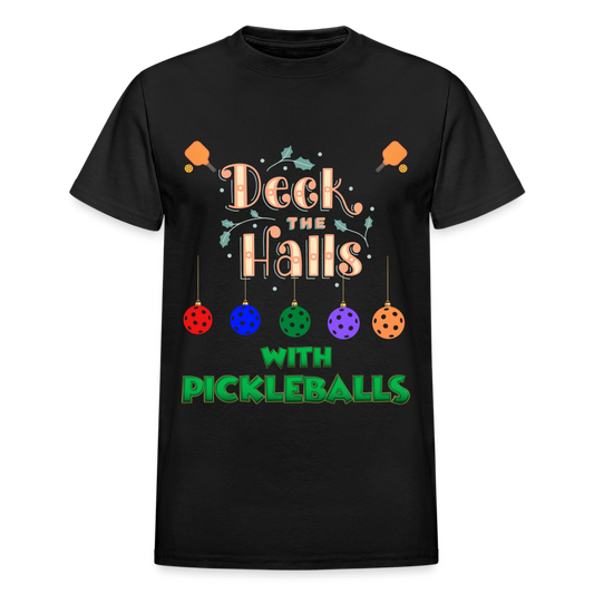 Deck The Halls With Pickleballs, Pickleball, Pickleball Player, Pickleball Christmas, Pickleball Paddle, funny pickleball Shirt - black