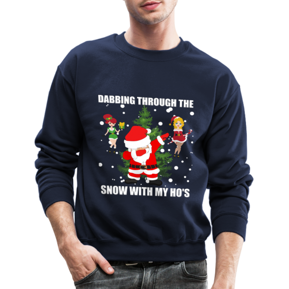 Dabbing Through, The Snow With My Ho's, Ugly Christmas Sweater, Christmas Sweater, Xmas Sweater, Funny Christmas Sweater, Men Christmas Sweater - navy