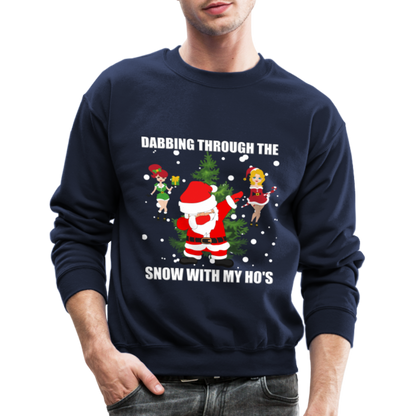 Dabbing Through, The Snow With My Ho's, Ugly Christmas Sweater, Christmas Sweater, Xmas Sweater, Funny Christmas Sweater, Men Christmas Sweater - navy