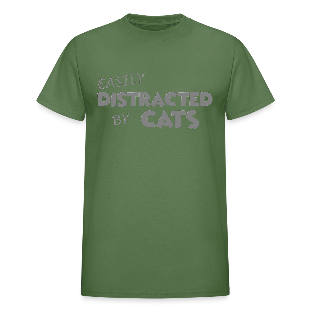 Easily Distracted By Cats Shirt, Cat Lover Shirt, Cat Lover T-Shirt, Funny Cat Shirt, Cat Saying Shirt, Cat Slogan Shirt, Cat Tee - military green