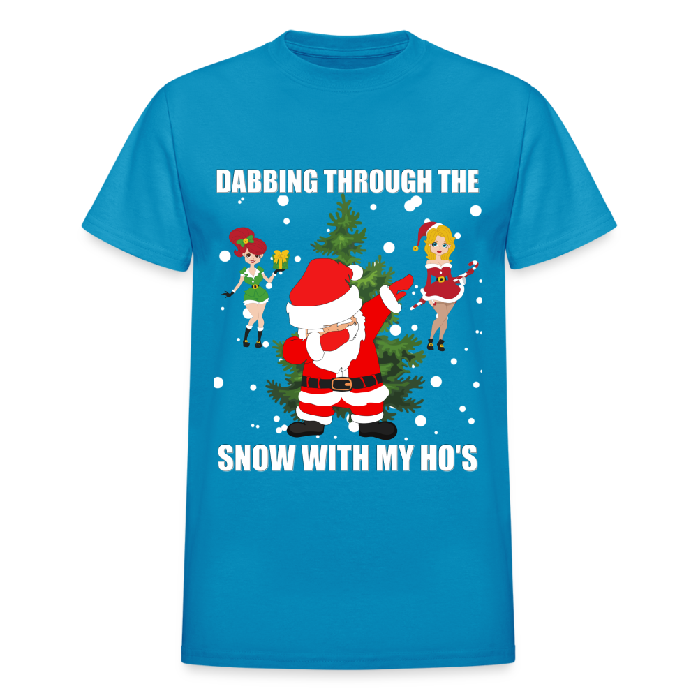 Dabbing Through, The Snow With My Ho's, Ugly Christmas Shirt, Christmas Shirt, Xmas Shirt, Funny Christmas Shirt, Men Christmas Shirt, Christmas T-shirt - turquoise